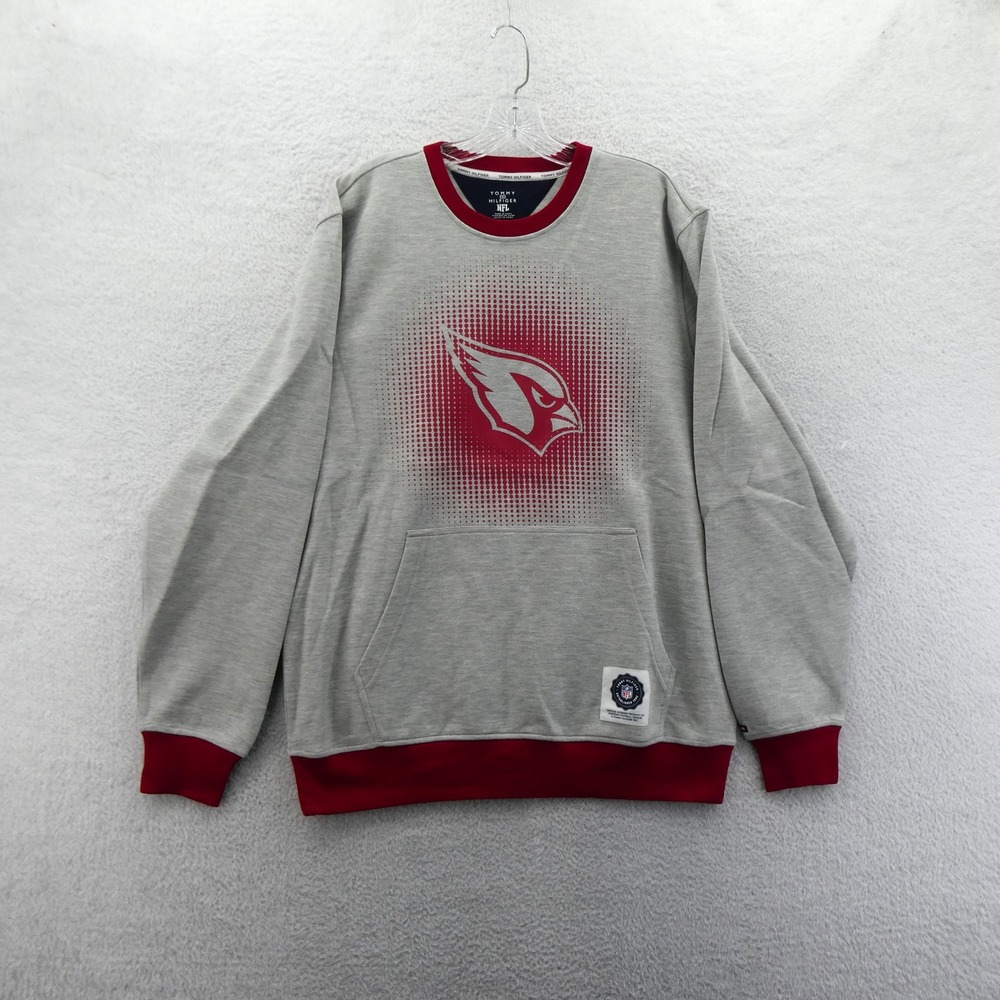 Tommy Hilfiger Sweatshirt Mens Large Arizona Cardinals Grey Red Pocket Pullover
